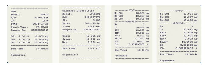 printer for weighing scale printing format