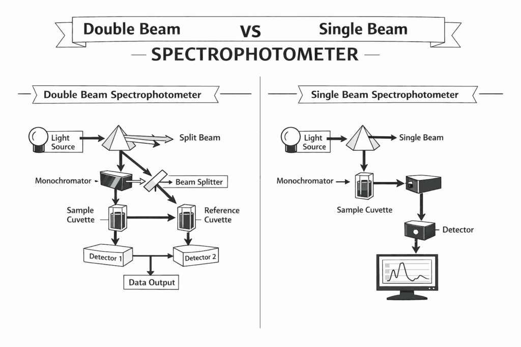 Double Beam vs Single Beam Spectrophotometer